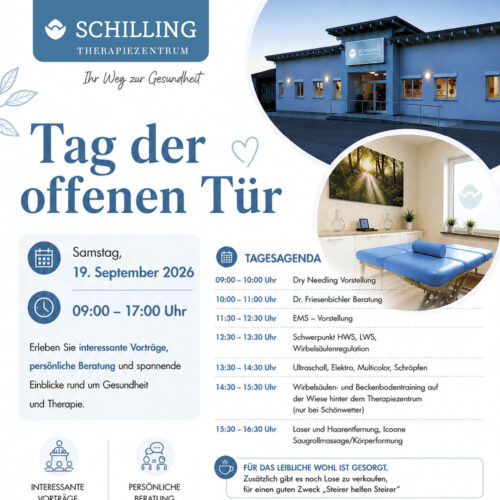 2026-Schilling-Tagesagenda-a, Tag der offenen Tür, Schilling Therapiezentrum, Auflistung Tagesagenda